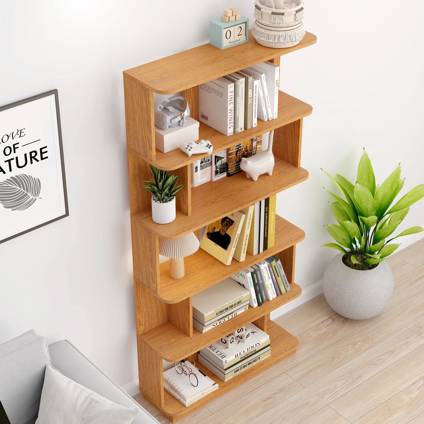 31.5L X 64.56H Free Combination Bookshelf Modern 5-Tier Open Storage
