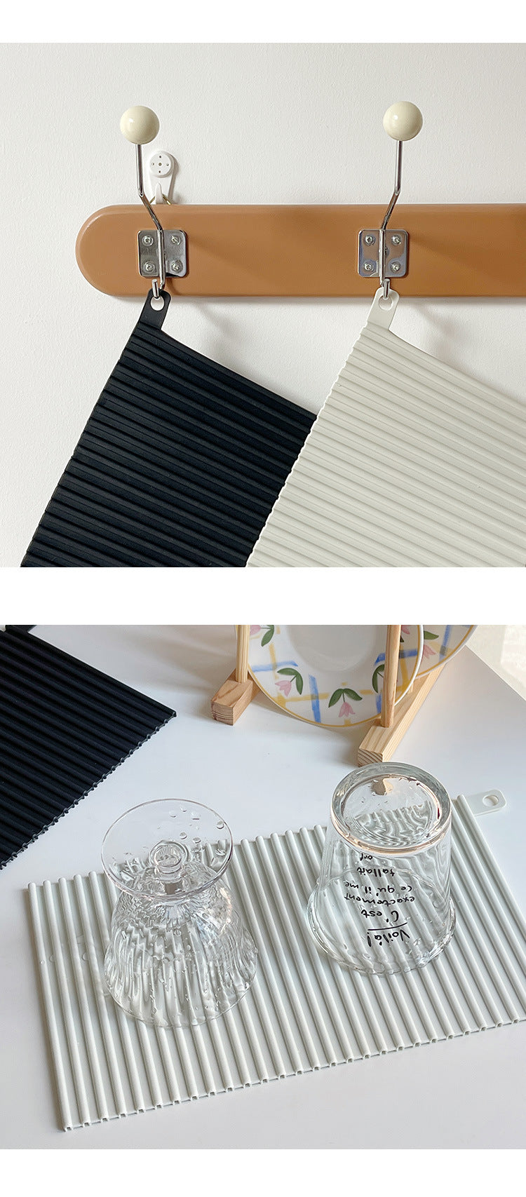 Silicone Draining Pad Heat Insulation Non-Slip Cushion for Dinnerware