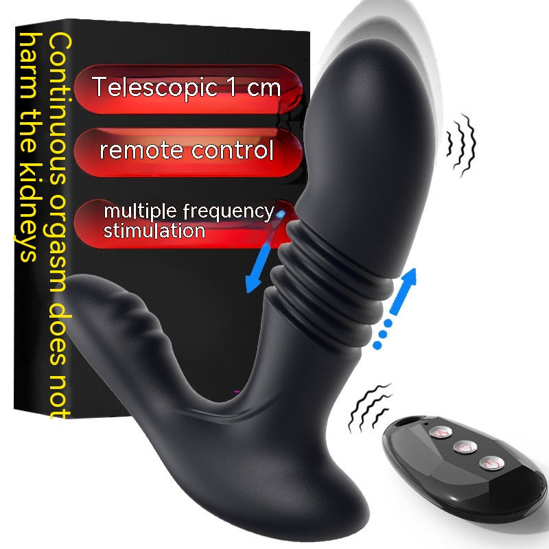 Men's Telescopic Prostate Butt Plug with Remote Control - Black