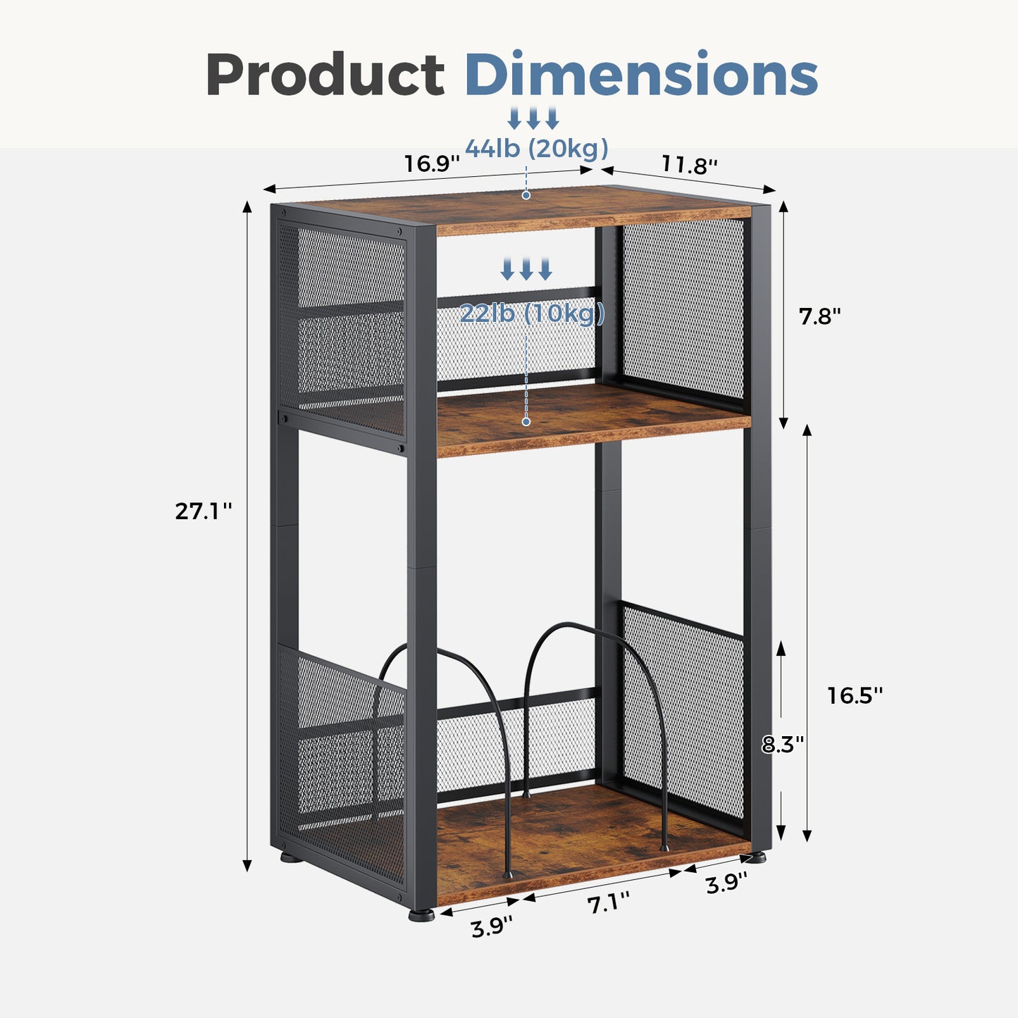 Three-Tier Storage Side Tables - Record Player Stand