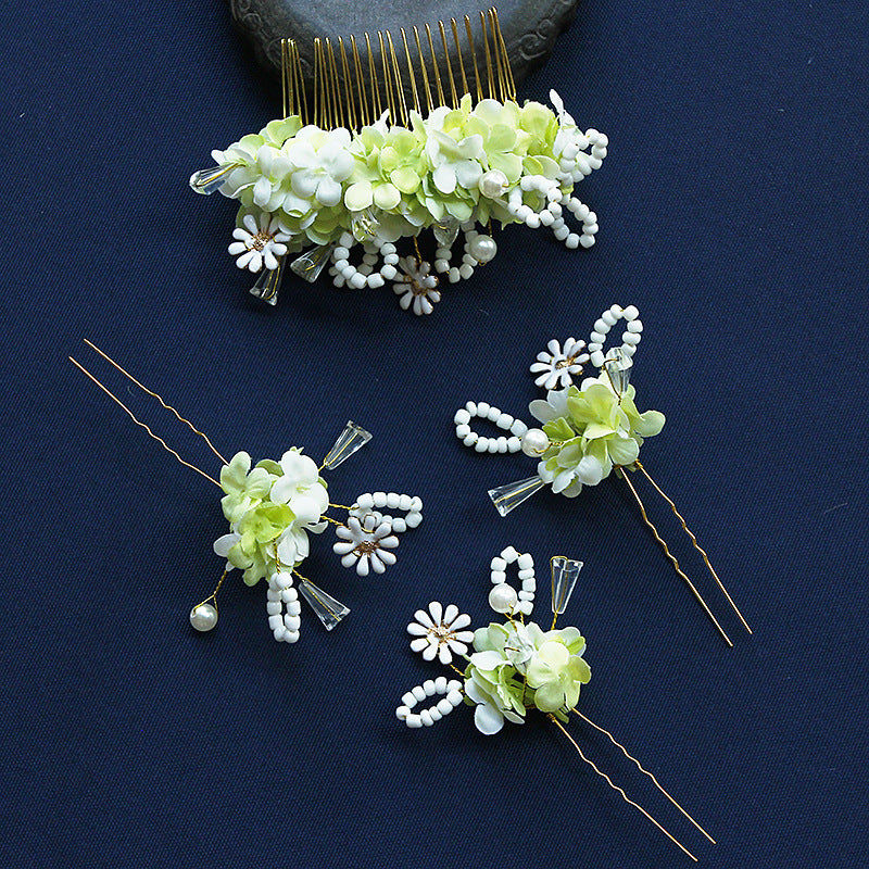 Ancient Hanfu Silk Flower Hairpin & Hair Band Set