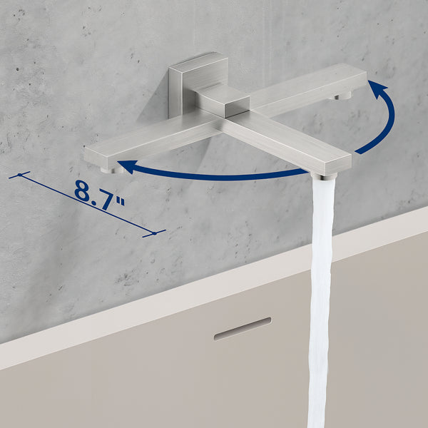 Rain Shower Head System with Bathtub Faucet Set and Handheld Spray - Brushed Nickel, 3-Function