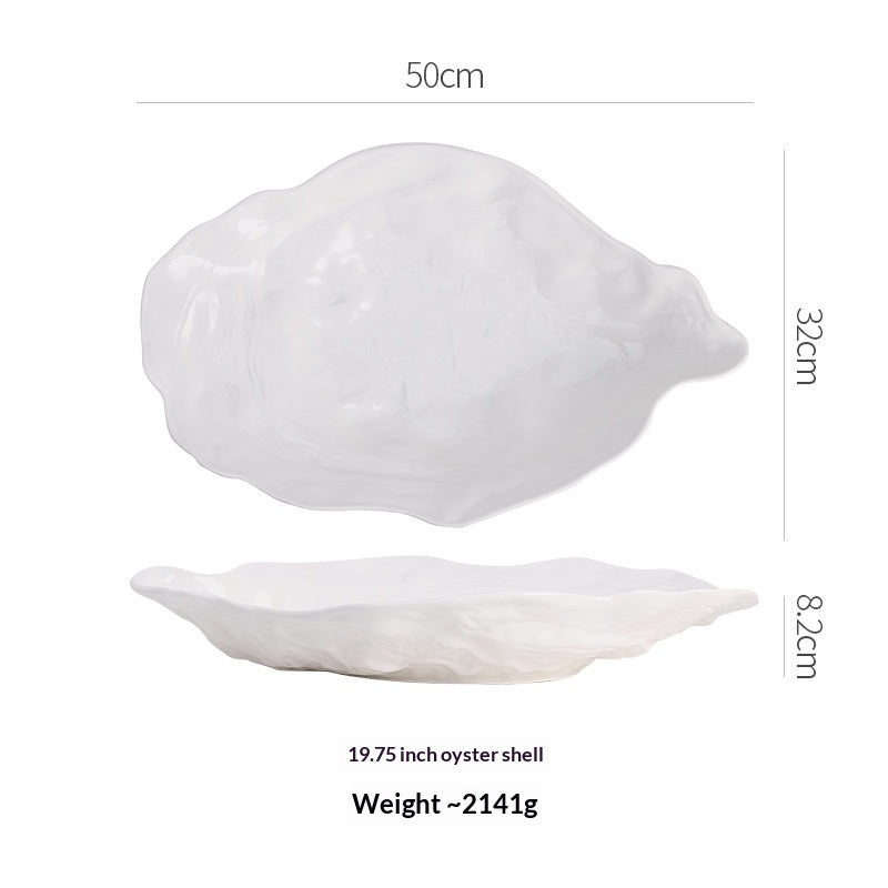 Oyster-Shaped Ceramic Salad Plate Set - Multiple Sizes, Elegant Kitchen Dinnerware