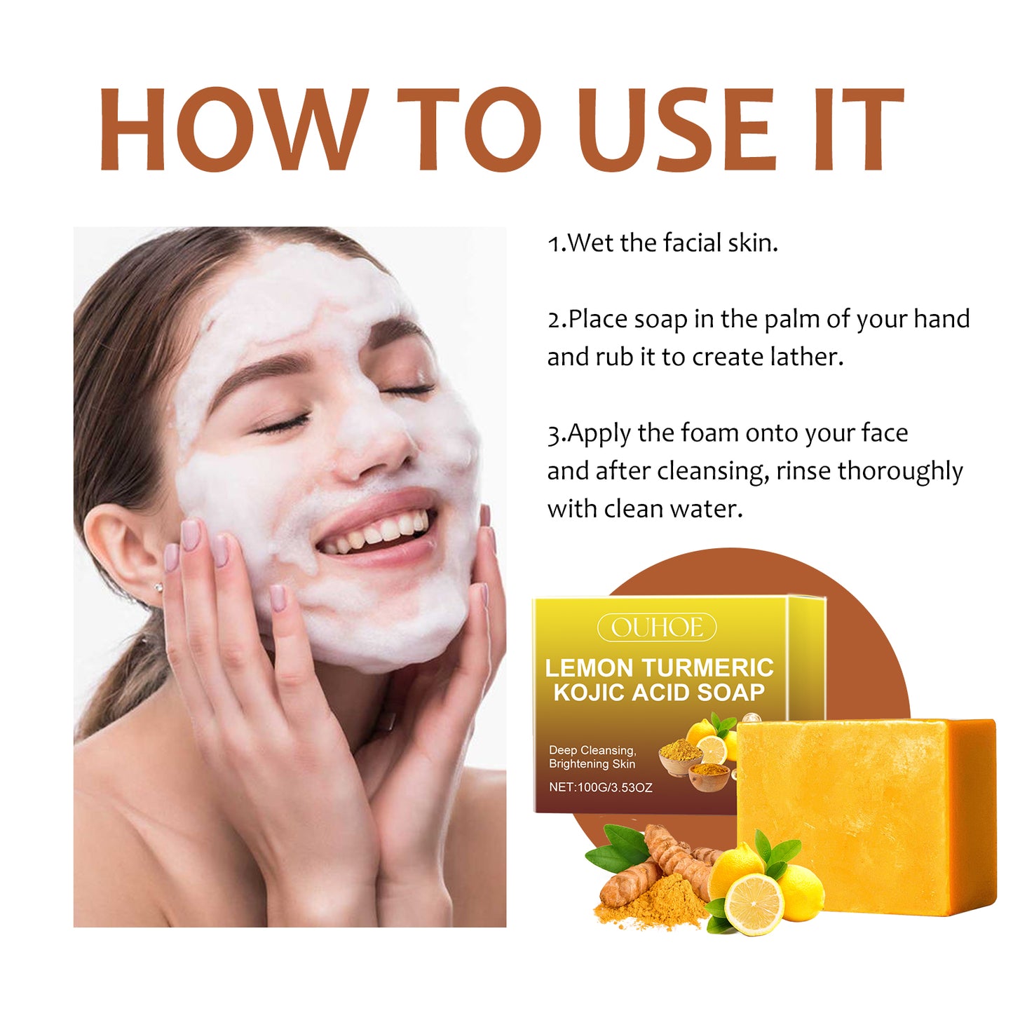 Lemon Turmeric Exfoliating Soap Bar for Face and Body - 100g