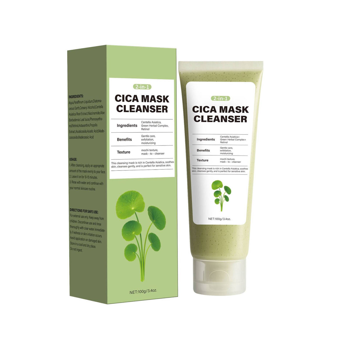Centella Asiatica Face Mask & Cleanser - 100g Cica Skin Care Mask