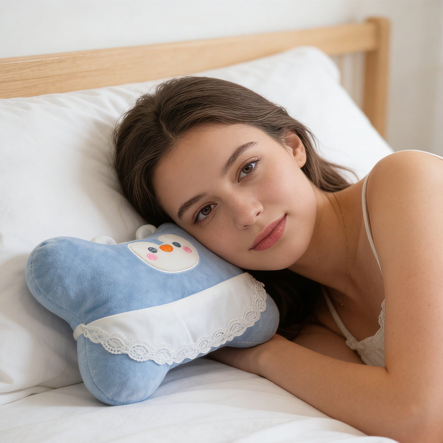 Penguin Pillow - Blue Decorative Cushion