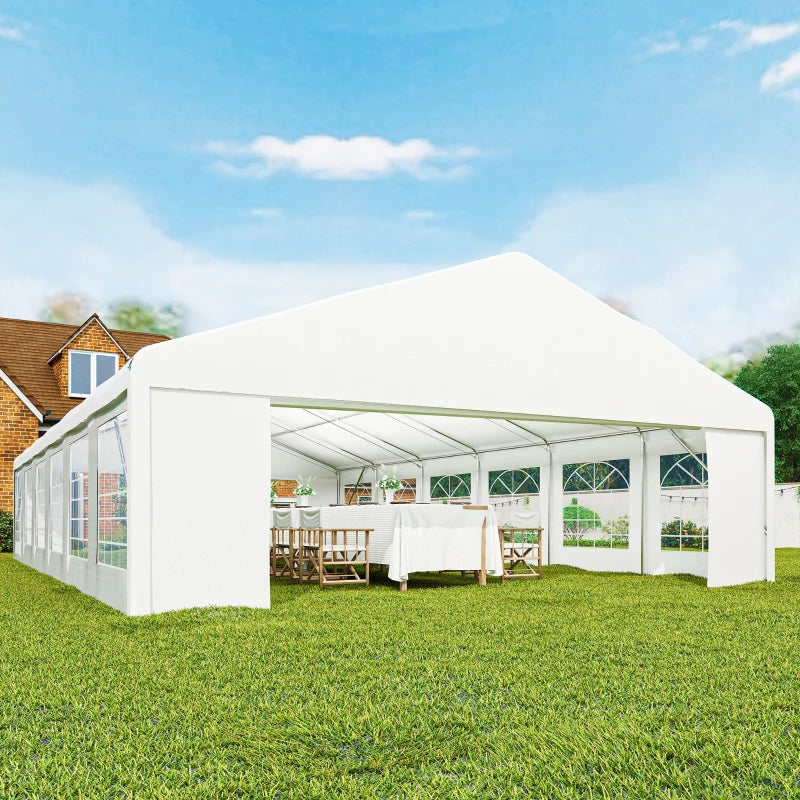 Large Outdoor Carport Canopy Party Tent with Removable Sidewalls - White