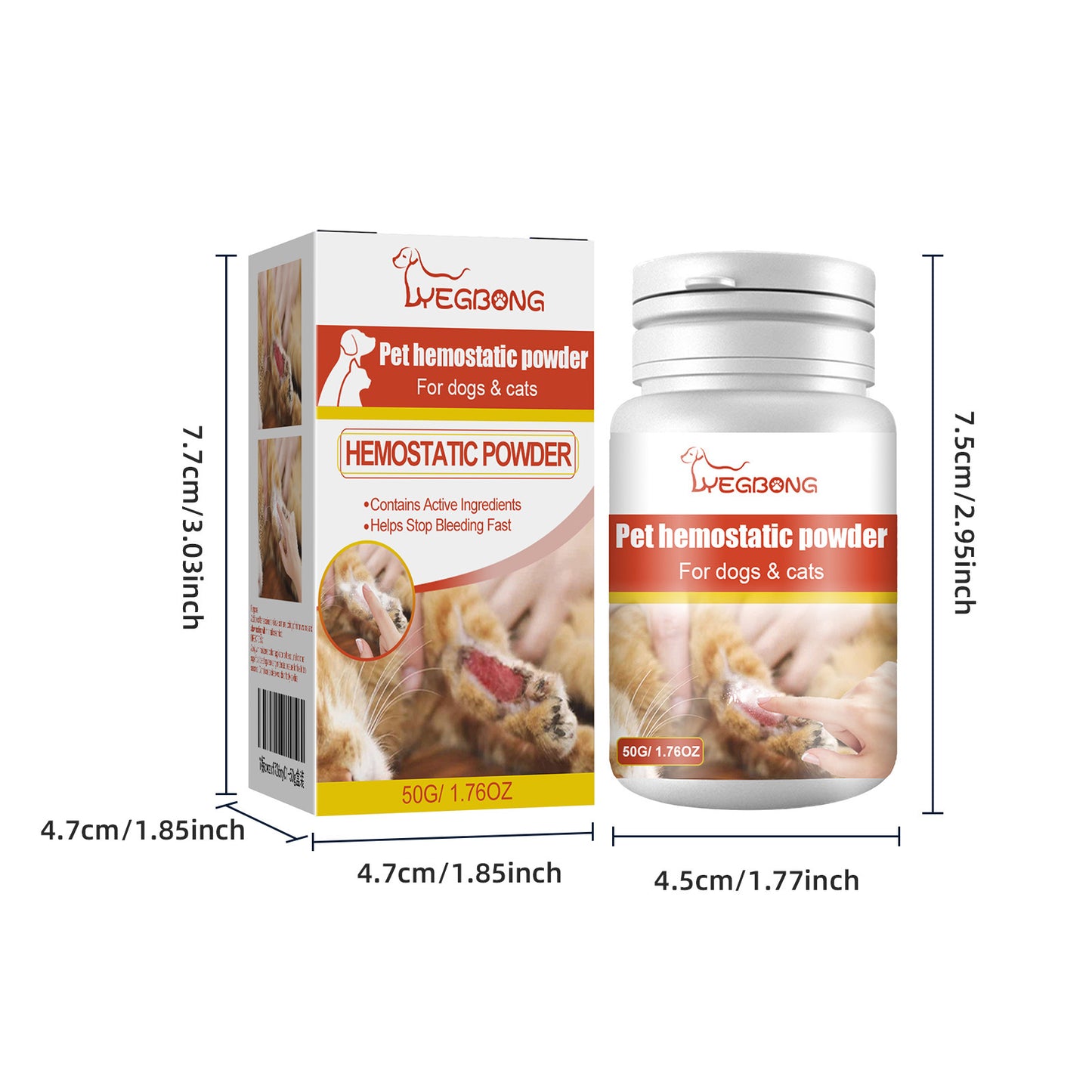 Pet Hemostatic Powder for Dogs and Cats - Fast Bleeding Stop Wound Care 50g