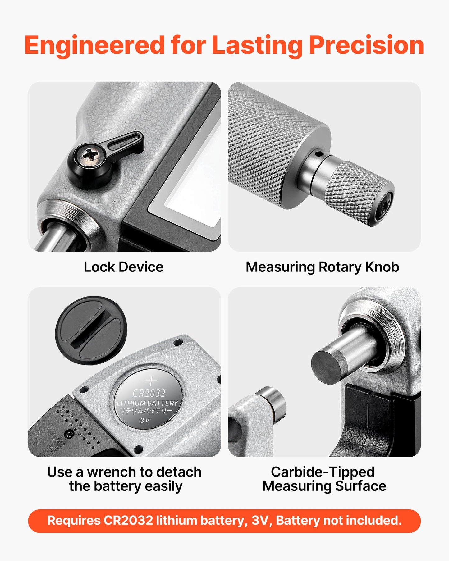 Digital Outside Micrometer Set 0-1 Inch with LCD, Carbide Tip, Protective Case