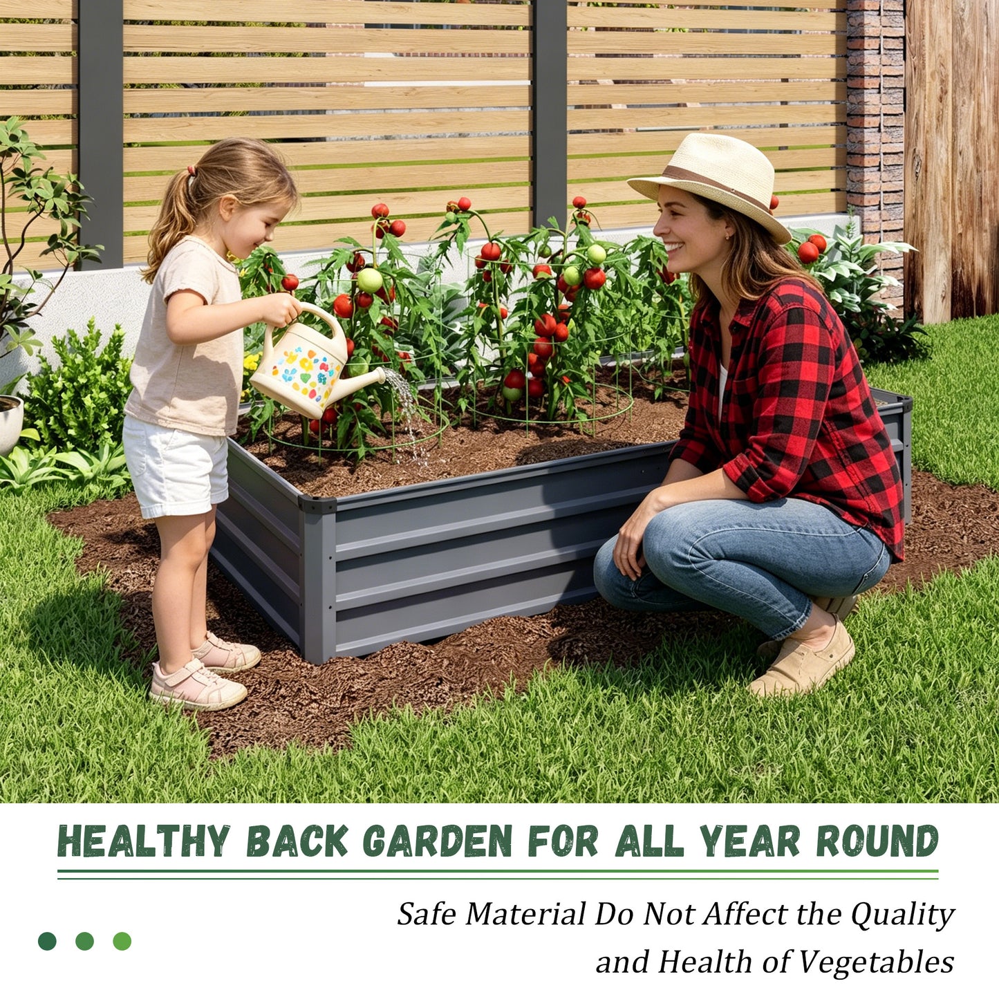 6x3x1ft Large Garden Bed, Grey Color Rectangular Galvanized Metal