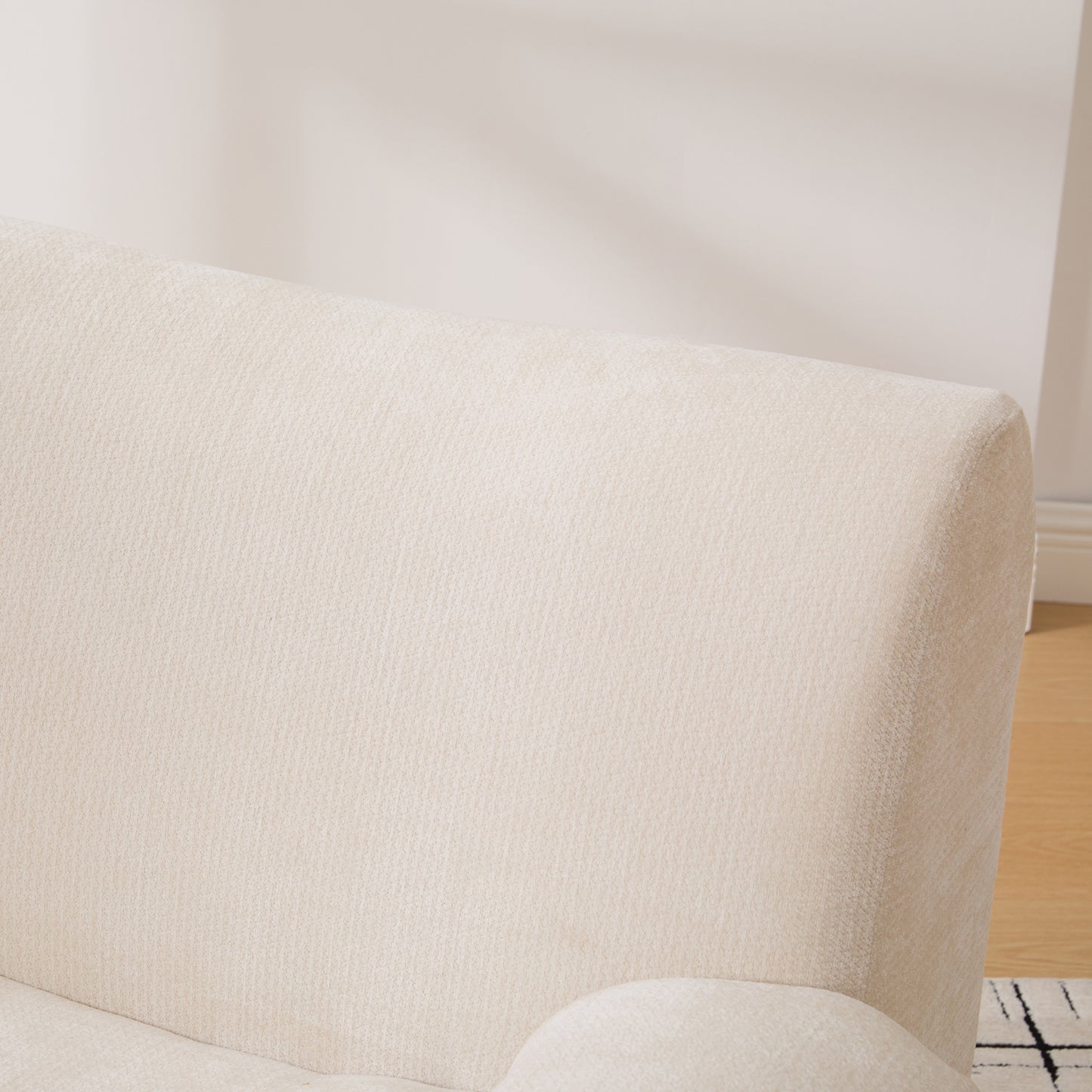 Modern Upholstered Accent Chair - Beige Chenille Armchair