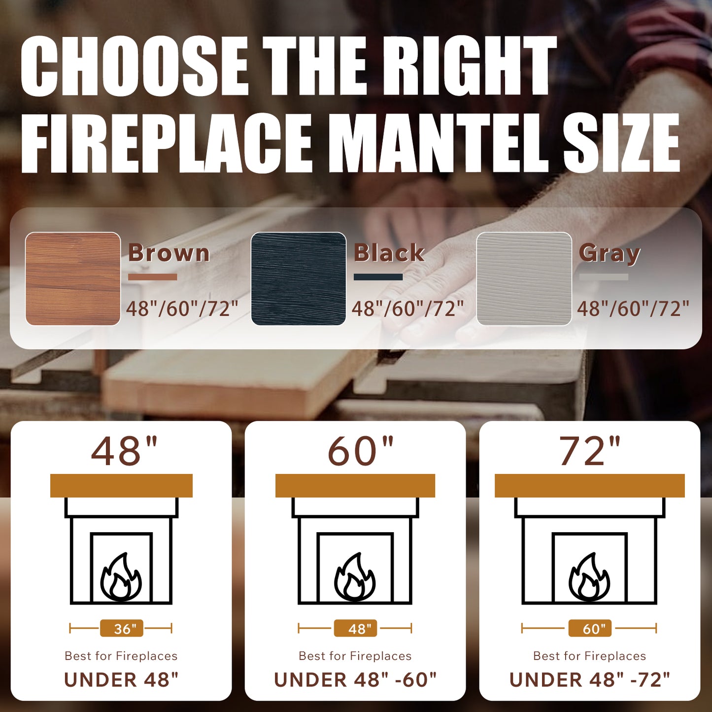 72 Rustic Wood Fireplace Mantel,Wall-Mounted & Floating Shelf For