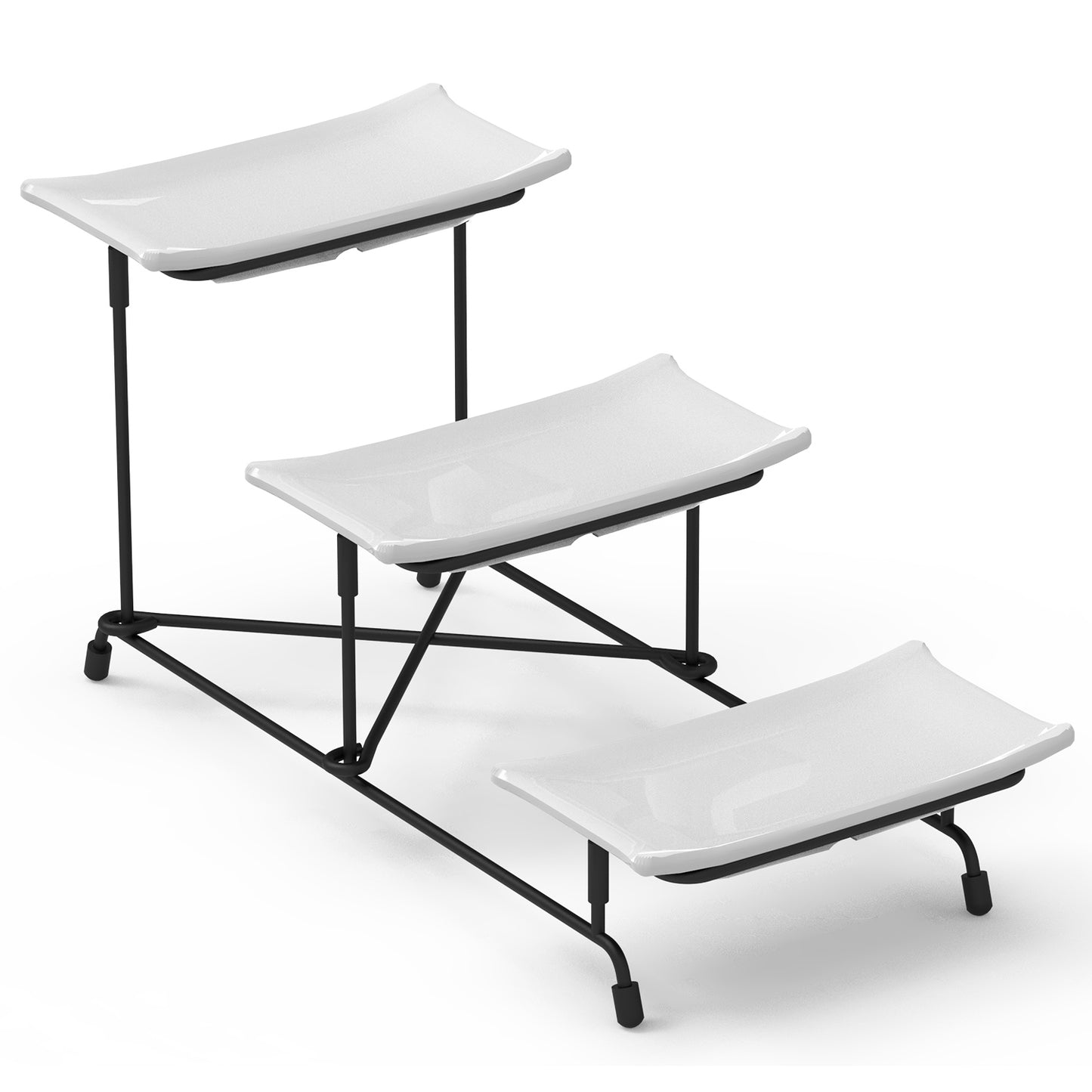 3-Tier Plastic Serving Tray Stand with Rectangular Platters