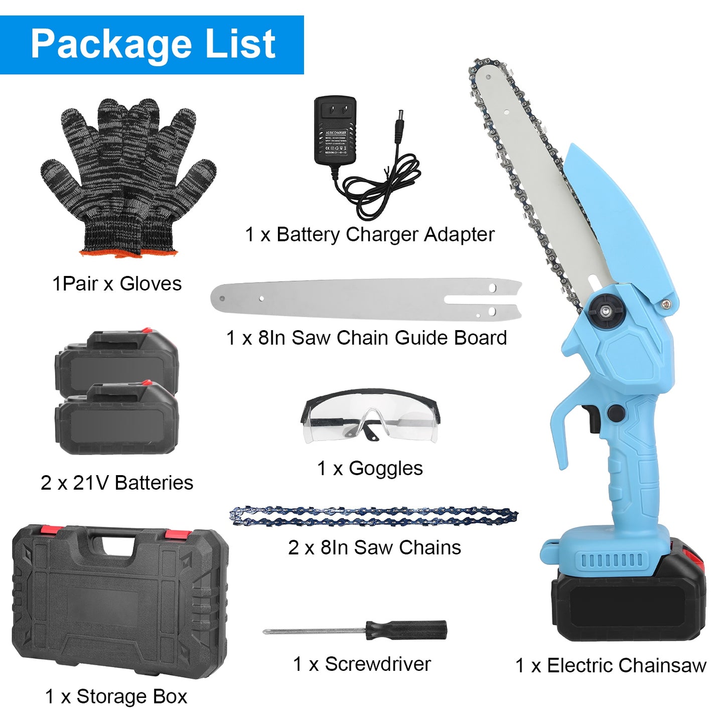 Cordless Mini Chainsaw 8-Inch Portable Tree Pruning & Wood Cutting Tool