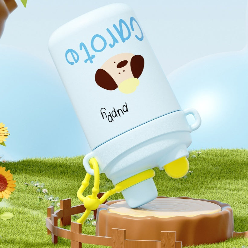 Children's Portable Insulated Straw Cup 500ml - Cute & Large Capacity