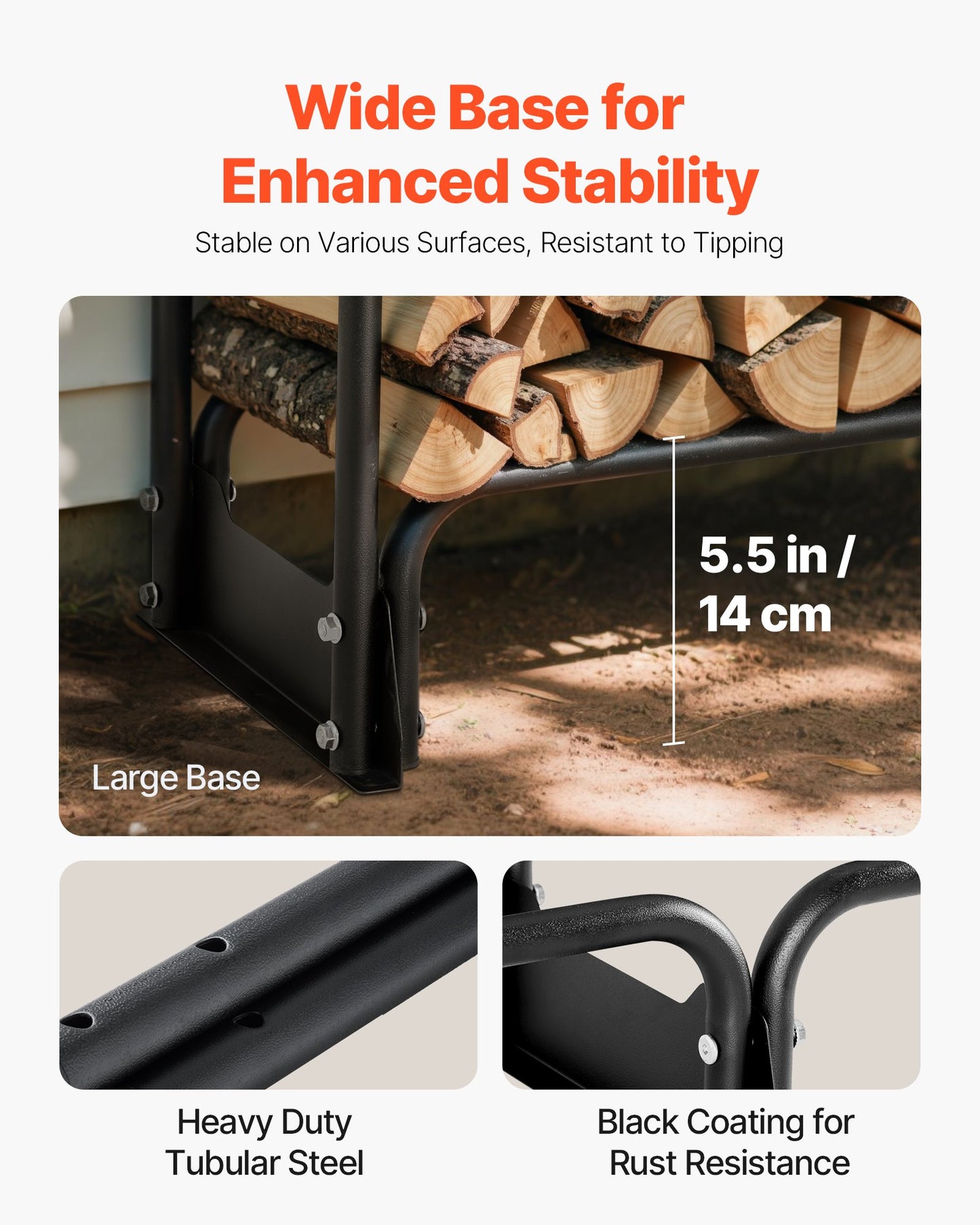 Outdoor Firewood Rack with Cover - Heavy Duty 102x14.2x46.1 In Log Storage for Patio & Indoor Use