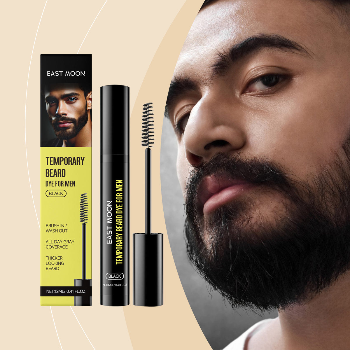 Men's Beard & Eyebrow Dye - Black, 12ml