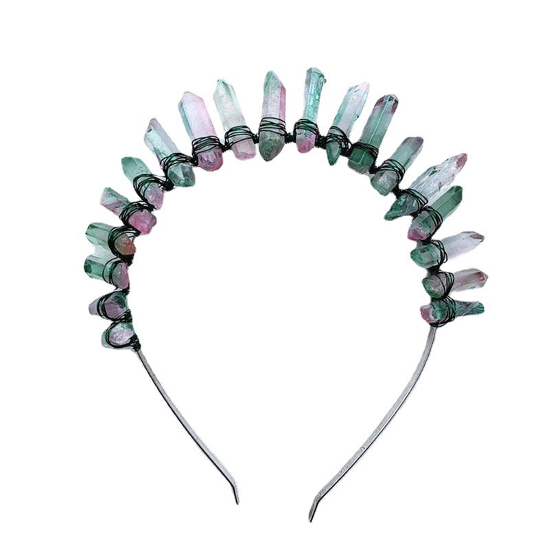 Crystal Crown Headband - Pink/Green