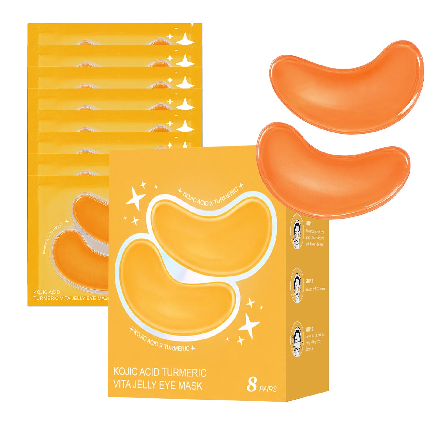 Turmeric Vitamin Jelly Eye Mask 8 Pairs - Brightening Skin Care Tool