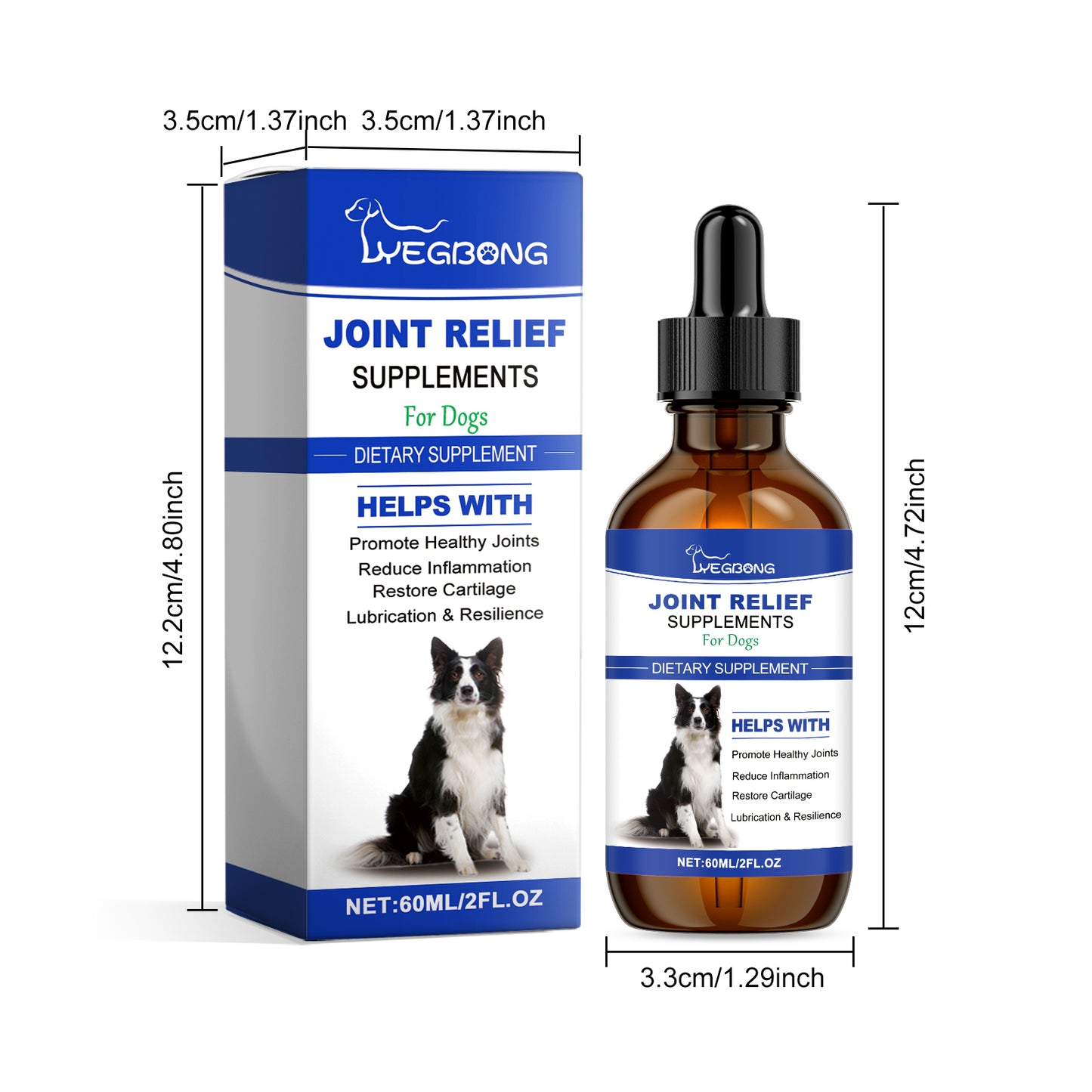 Dog Hip & Joint Support Liquid Supplement - Relieves Pain & Inflammation, 60ml