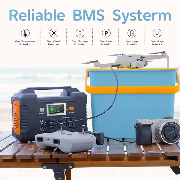 200W Portable Power Station - 40800mAh Solar Generator with AC, DC & USB Ports