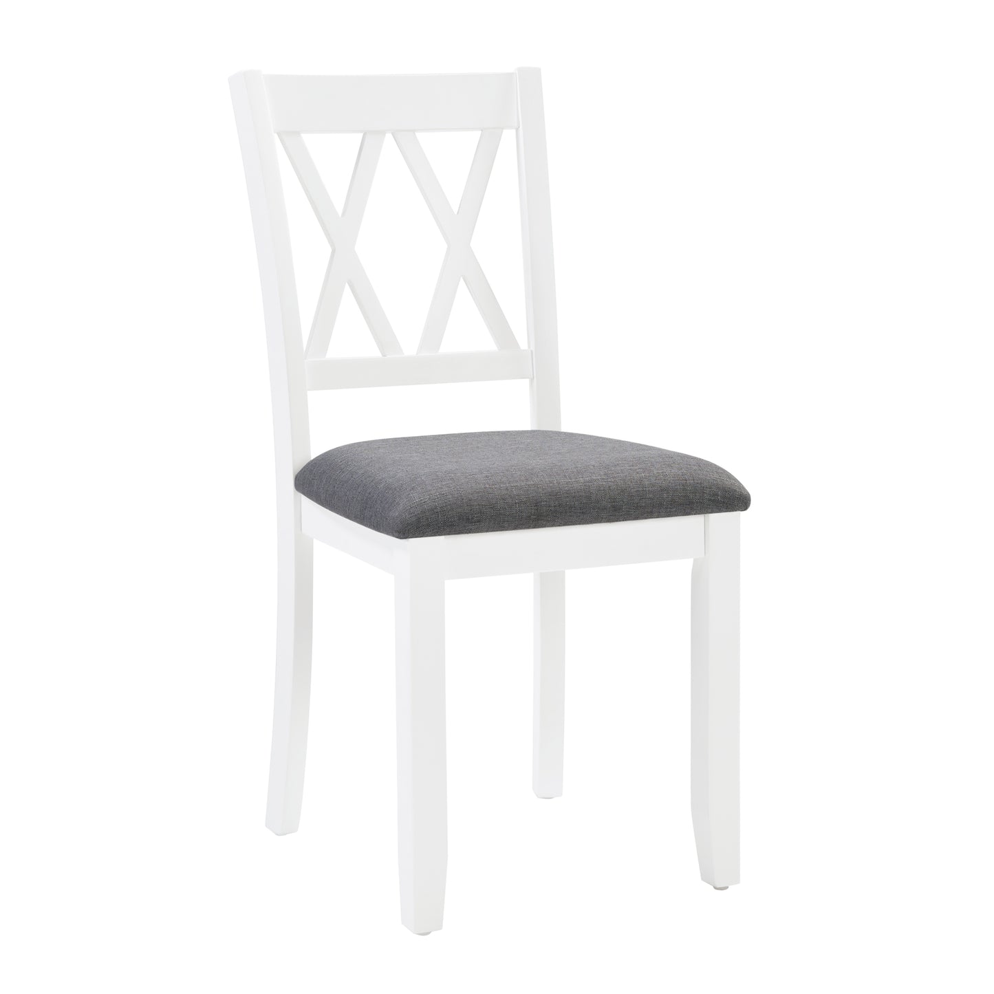 7-Piece Solid Wood Dining Set with 6 Upholstered Chairs - Grey & White