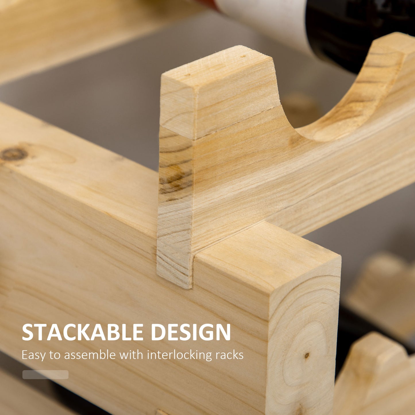 72-Bottle Stackable Wine Rack - Modular Natural Wood Storage