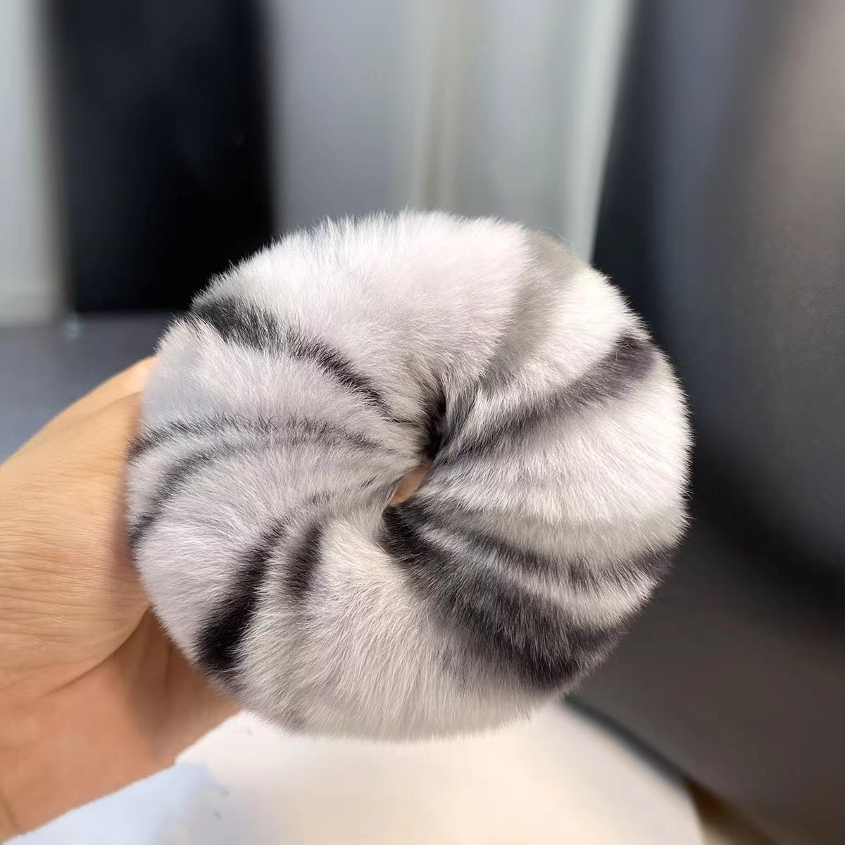 Plush Hair Ring with Rabbit Hair - Multiple Colors