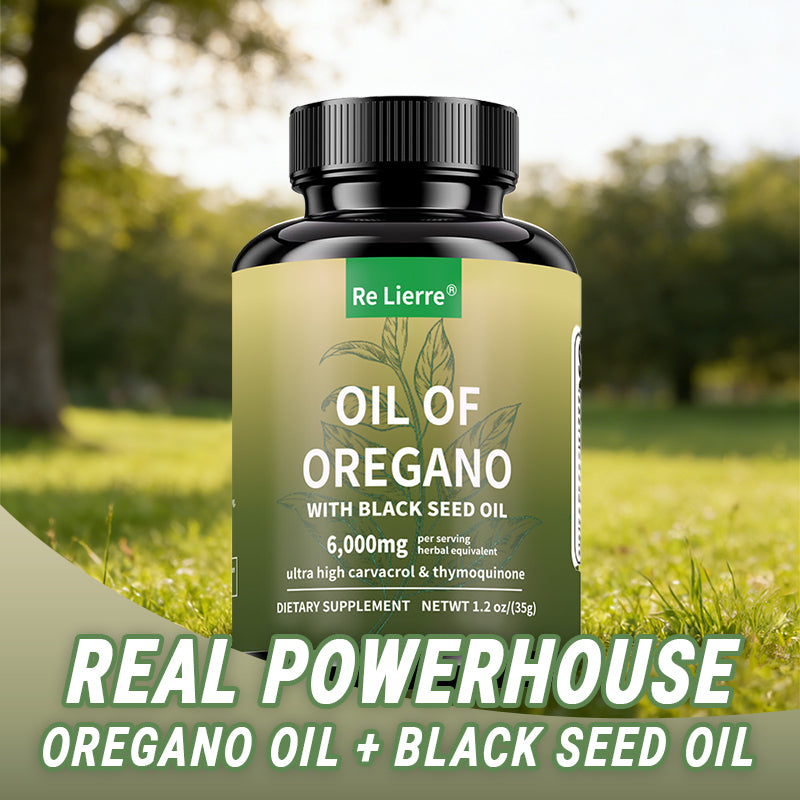 Oregano Oil & Black Seed Oil Capsules - 6000mg Herbal Supplement - 60 Count