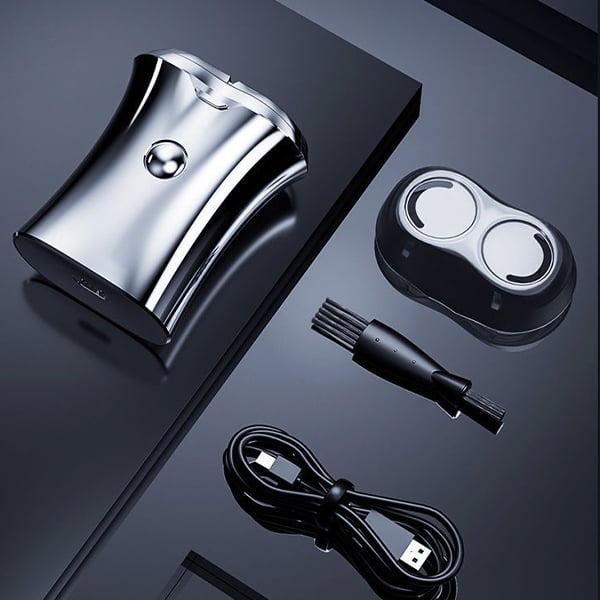 Rechargeable Electric Razor with LED Display - Silver