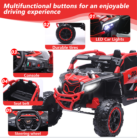 24V 400W Kids Ride On Car with Remote Control & Bluetooth - Red