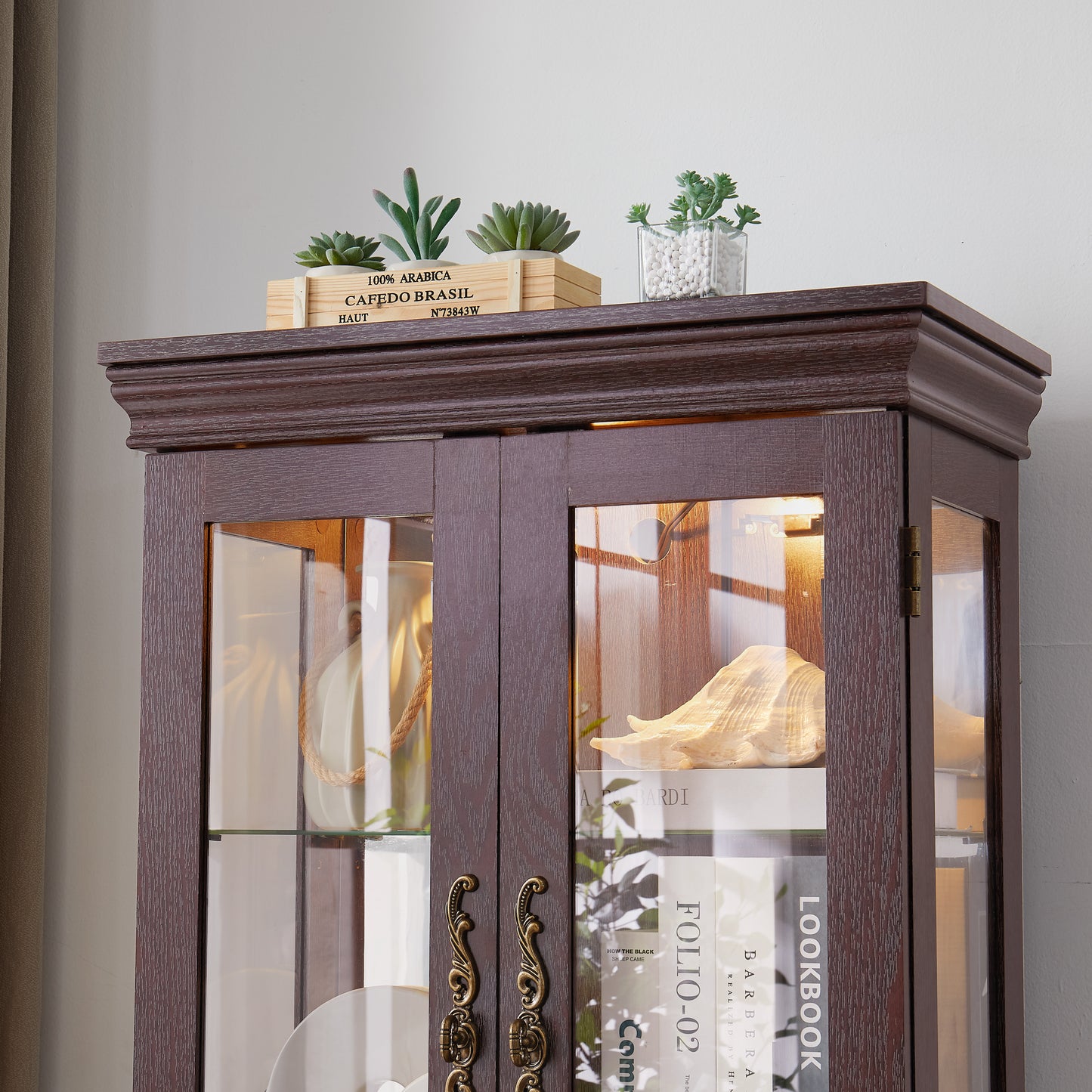 Lighted Glass Curio Display Cabinet,Display Cabinet,Glass Storage