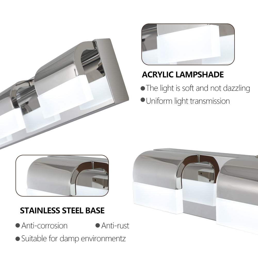 4-Light Modern Bathroom Vanity Lighting - LED Wall Fixture