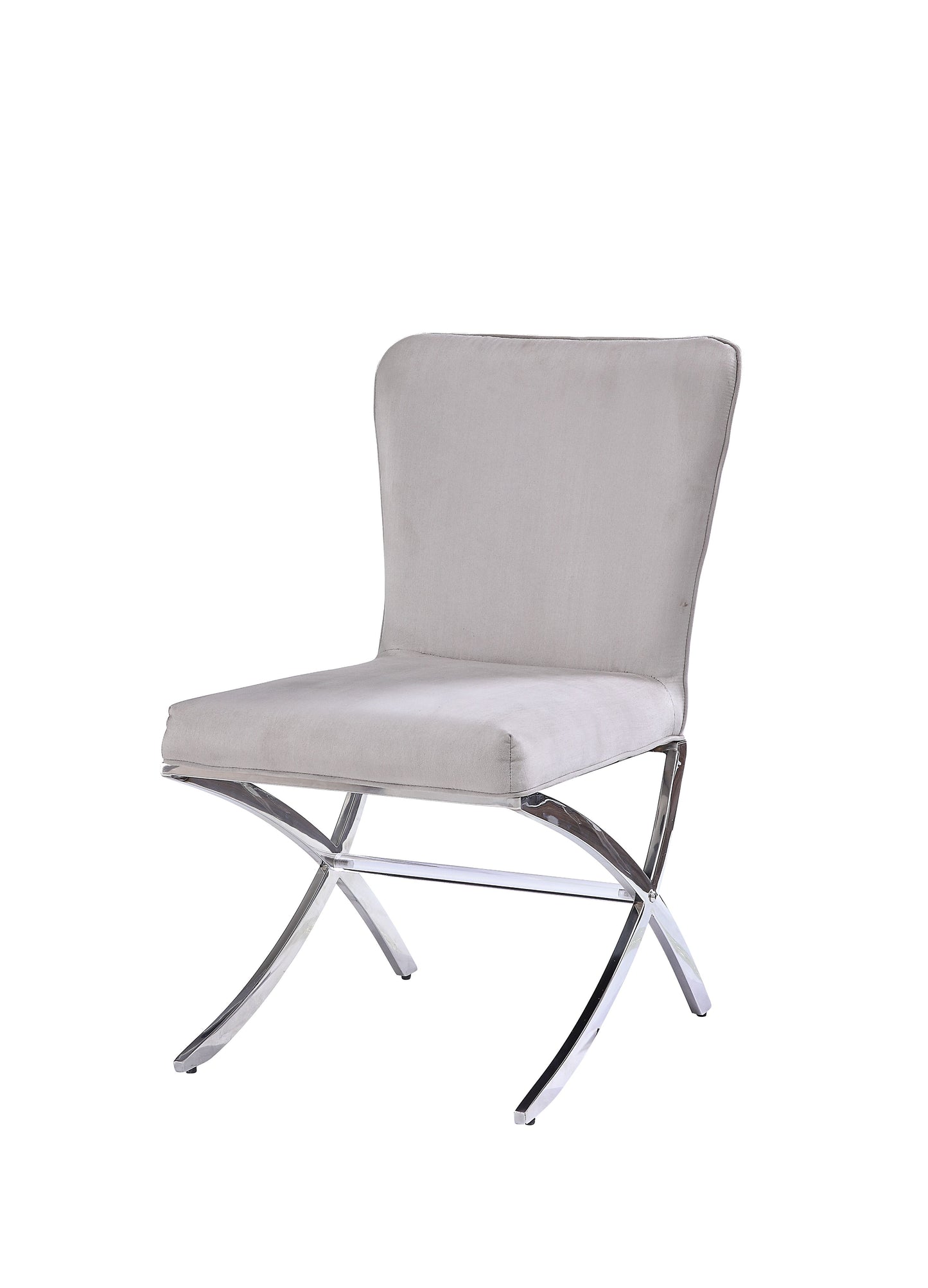 Daire Light Gray Velvet & Chrome Side Chair Set of 2