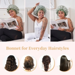 Adjustable Satin Silk Hair Bonnet for Sleeping - Large Reversible Sleep Cap