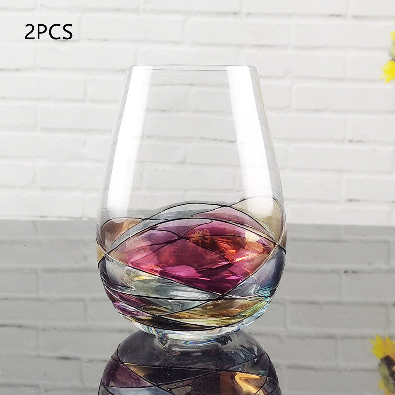 Crystal Red Wine Glass Set - Colorful Household Goblet, Light Luxury Style
