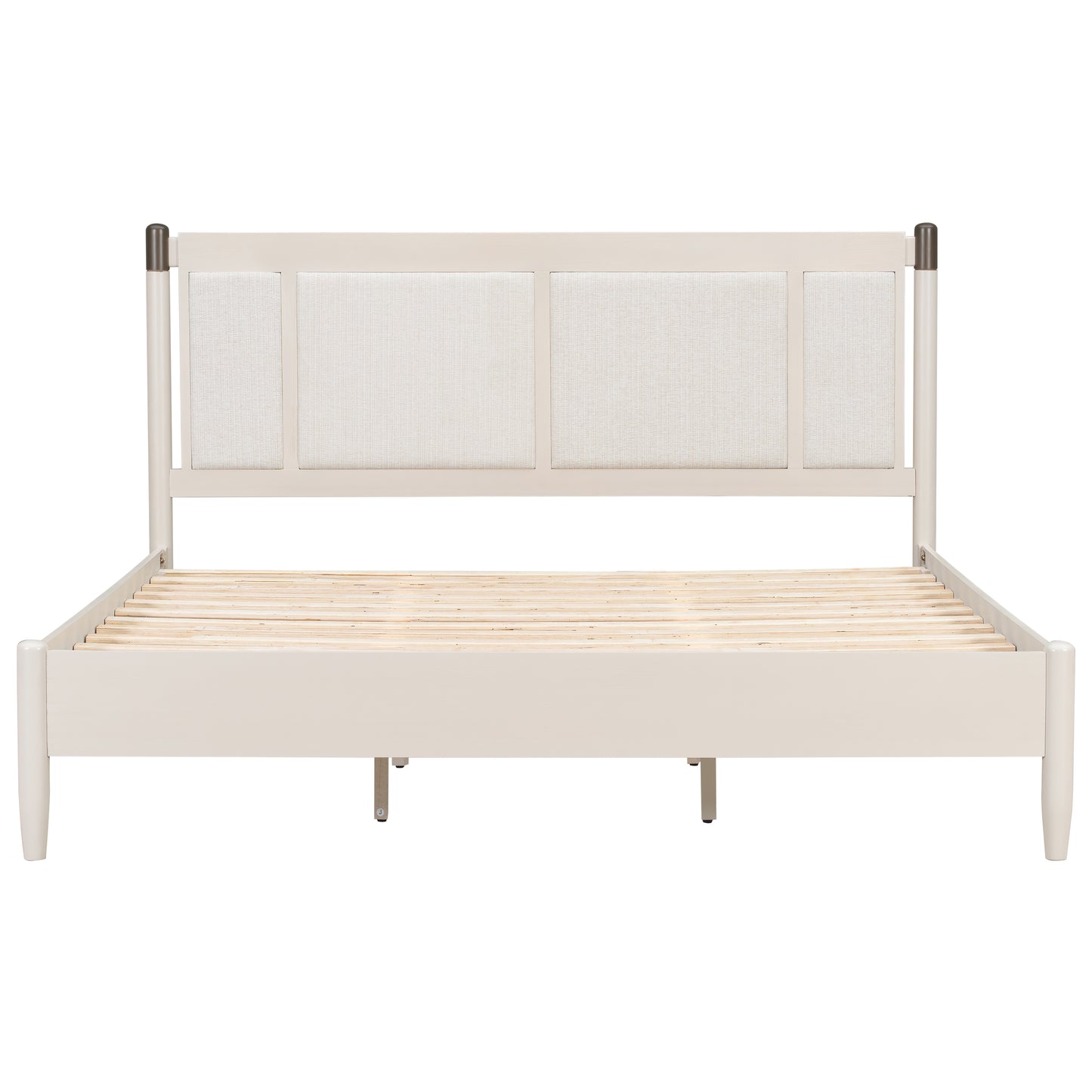 Solid Wood King Bed, Heavy Duty 600 Lbs Support, No Box Spring
