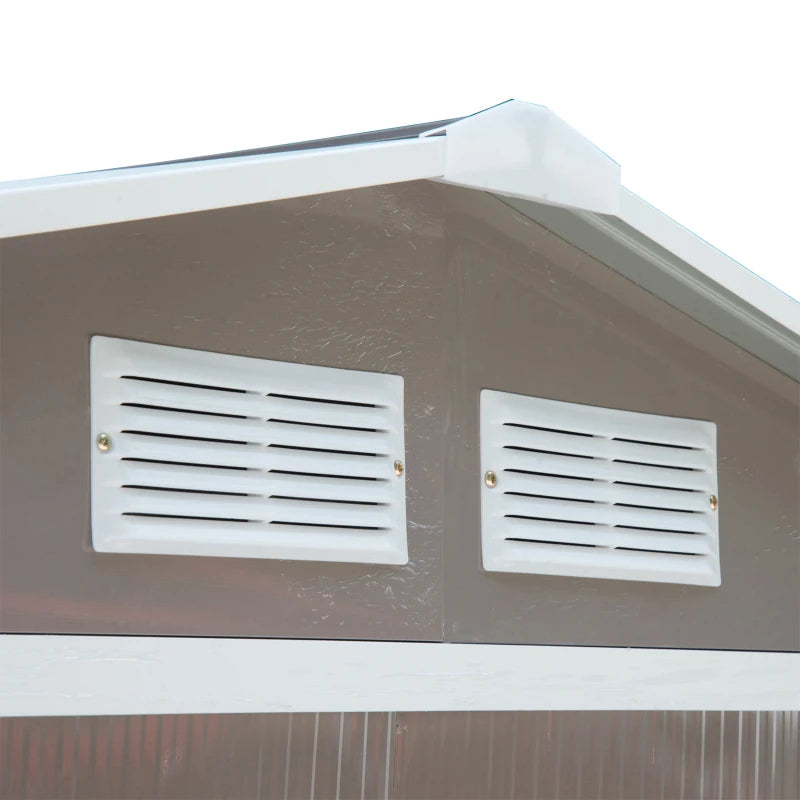 Outdoor Metal Storage Shed 7x4 ft with Foundation Kit, Lockable Doors, Ventilation, Gray