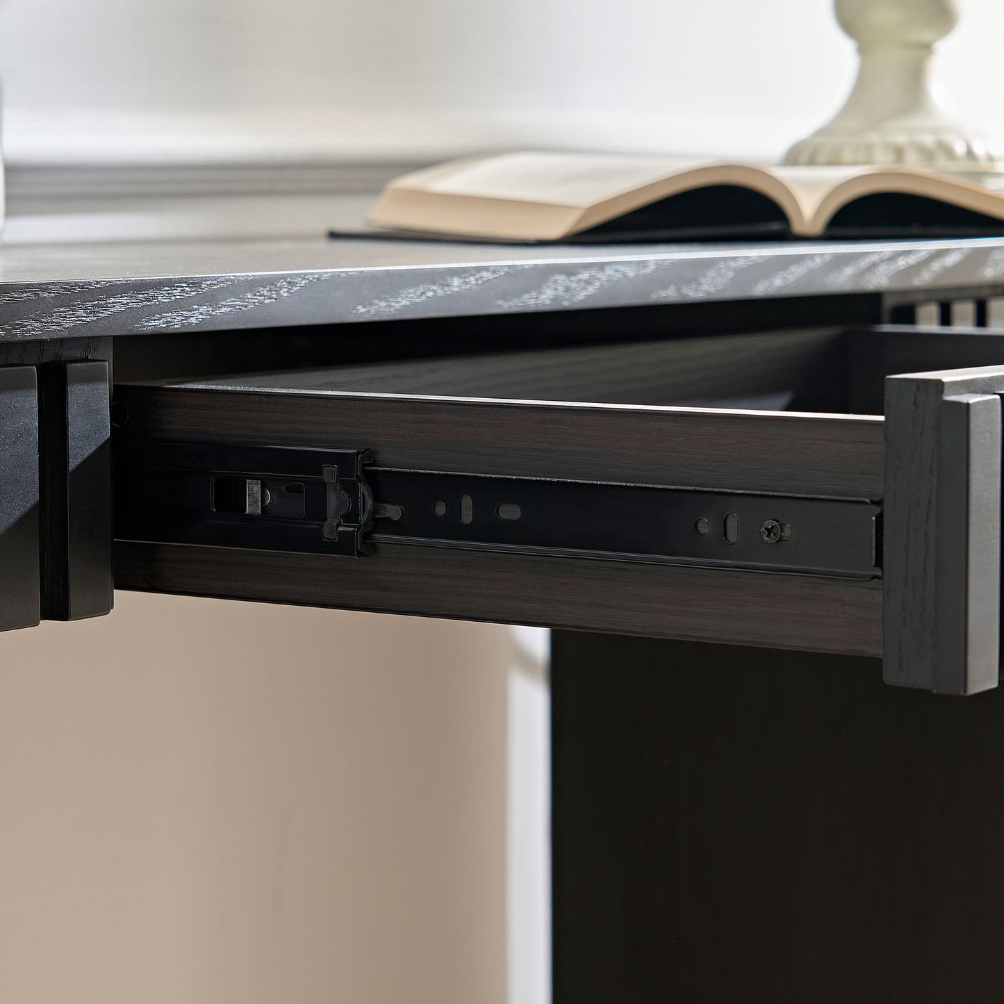 Modern Console Table with Drawer - 59.05'' Black Vertical Stripe Design