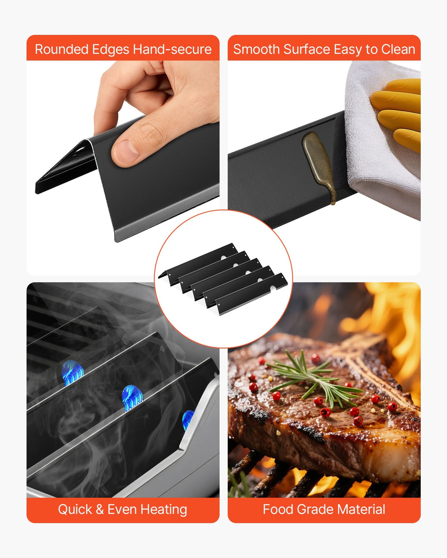 Flavorizer Bars Set for Weber Genesis II 300 Series Grill - Black