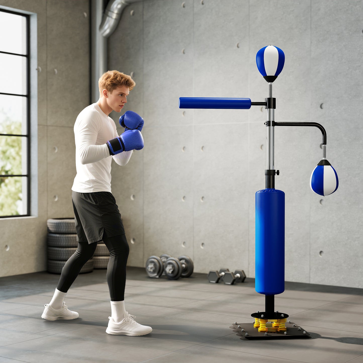 Adjustable Speed Bag Boxing Stand - Blue - 4.6' to 6.7'