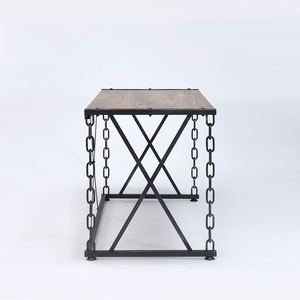 Rustic Oak & Black Finish Writing Desk - 48" Rectangular