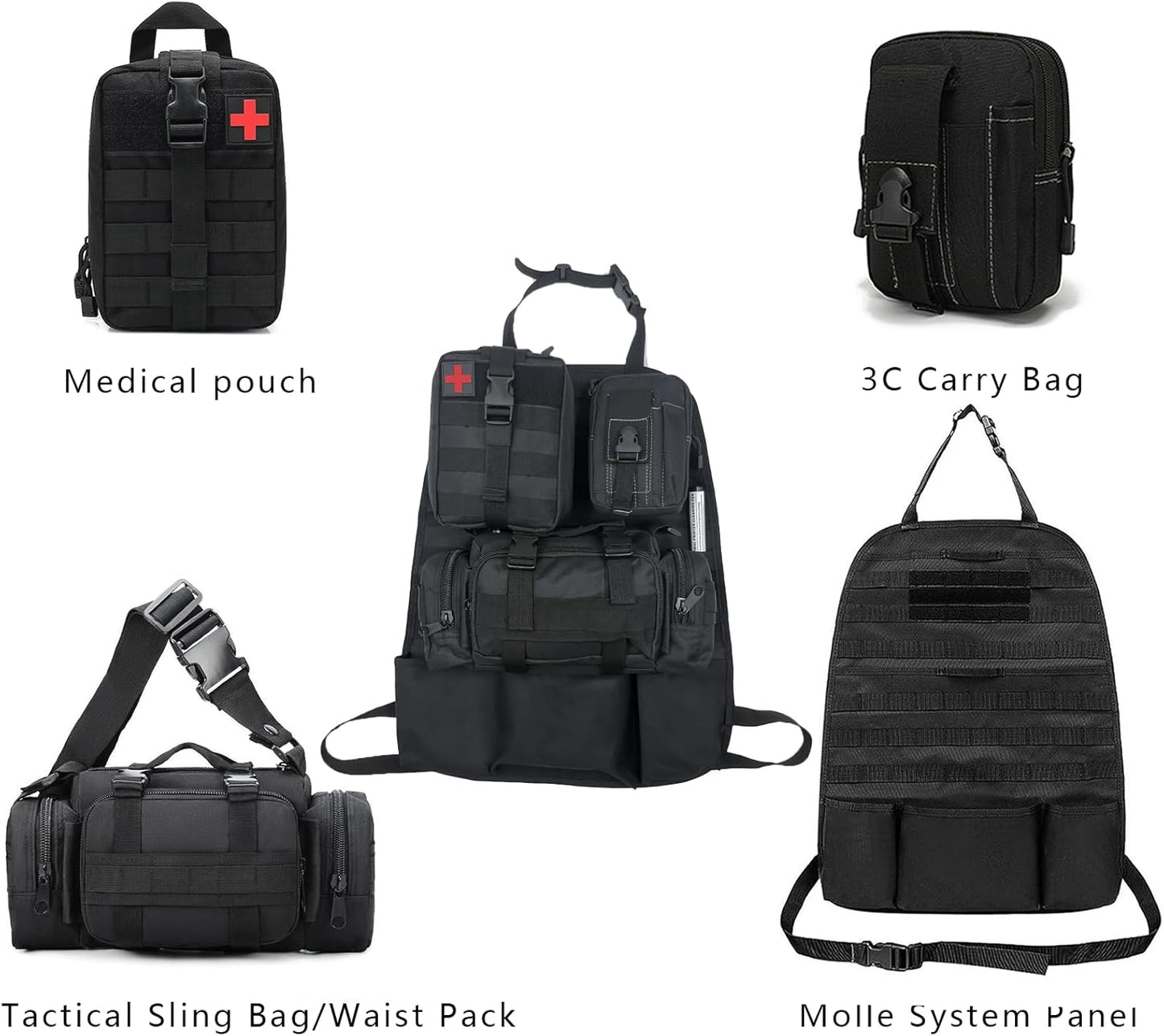 2 Set-Storage Bag, Back Seat Organizer With 3 Detachable Pouches,