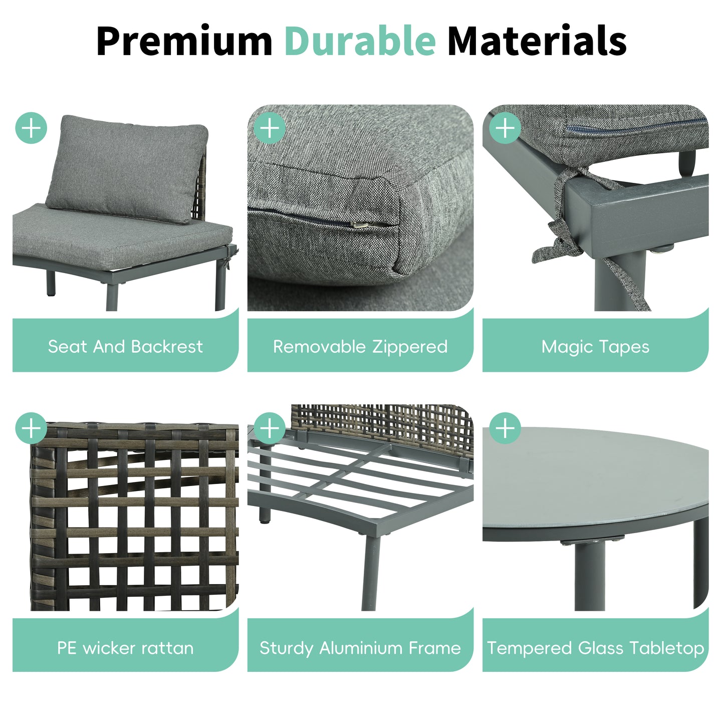 8-Piece Outdoor Sectional Sofa Set with 2 Coffee Tables - Gray