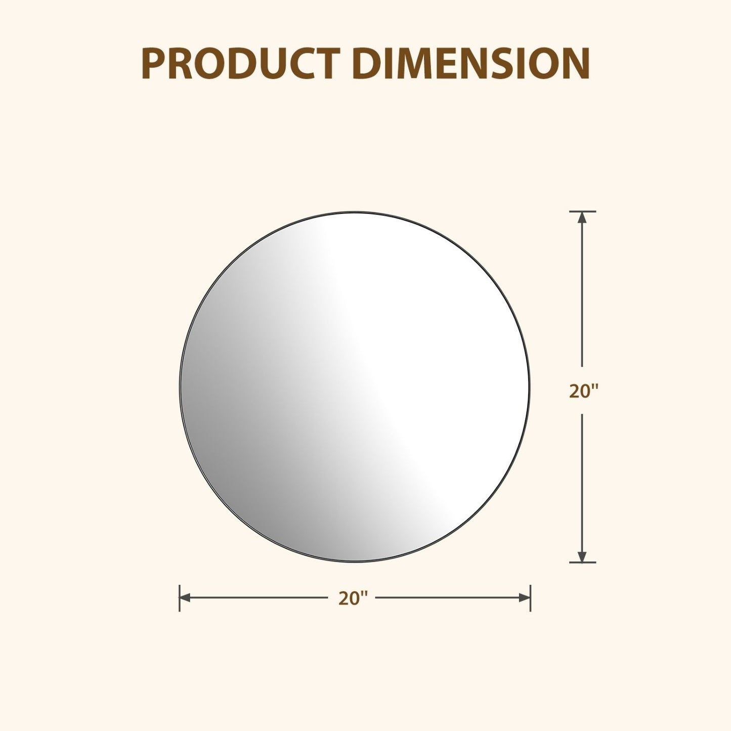 Round Wall Mirror With Metal Frame, Bathroom