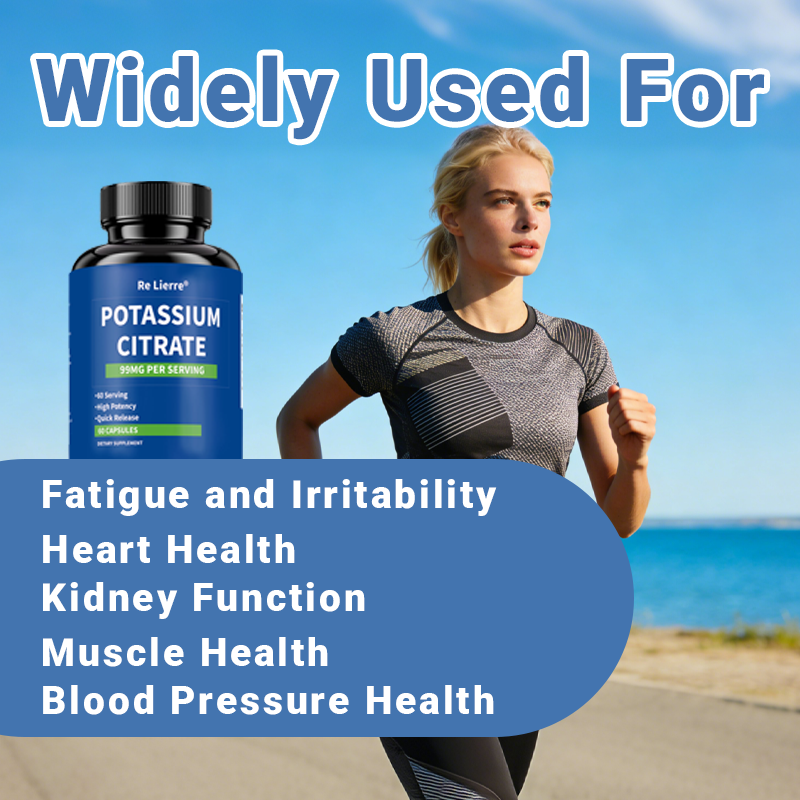 Potassium Citrate Supplement - 99mg Electrolyte & Mineral Support - 60 Capsules