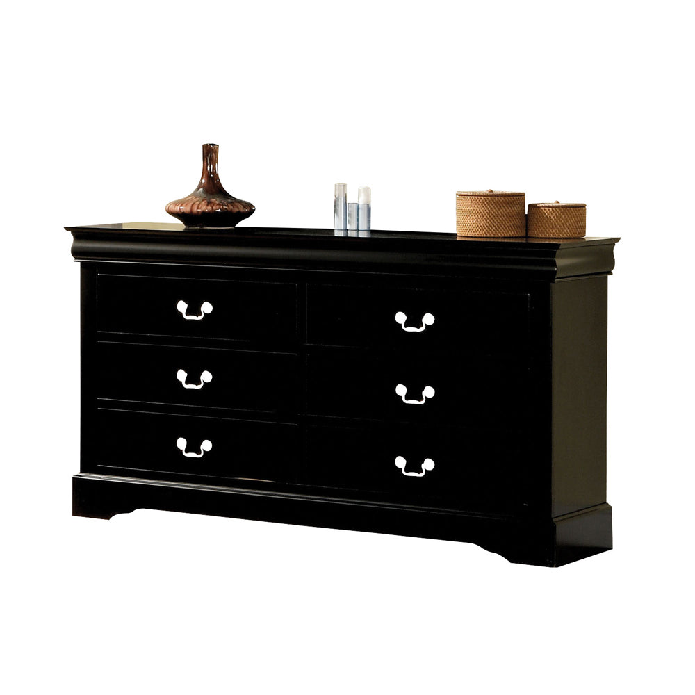 Black Finish Dresser with 6 Drawers - Modern Design