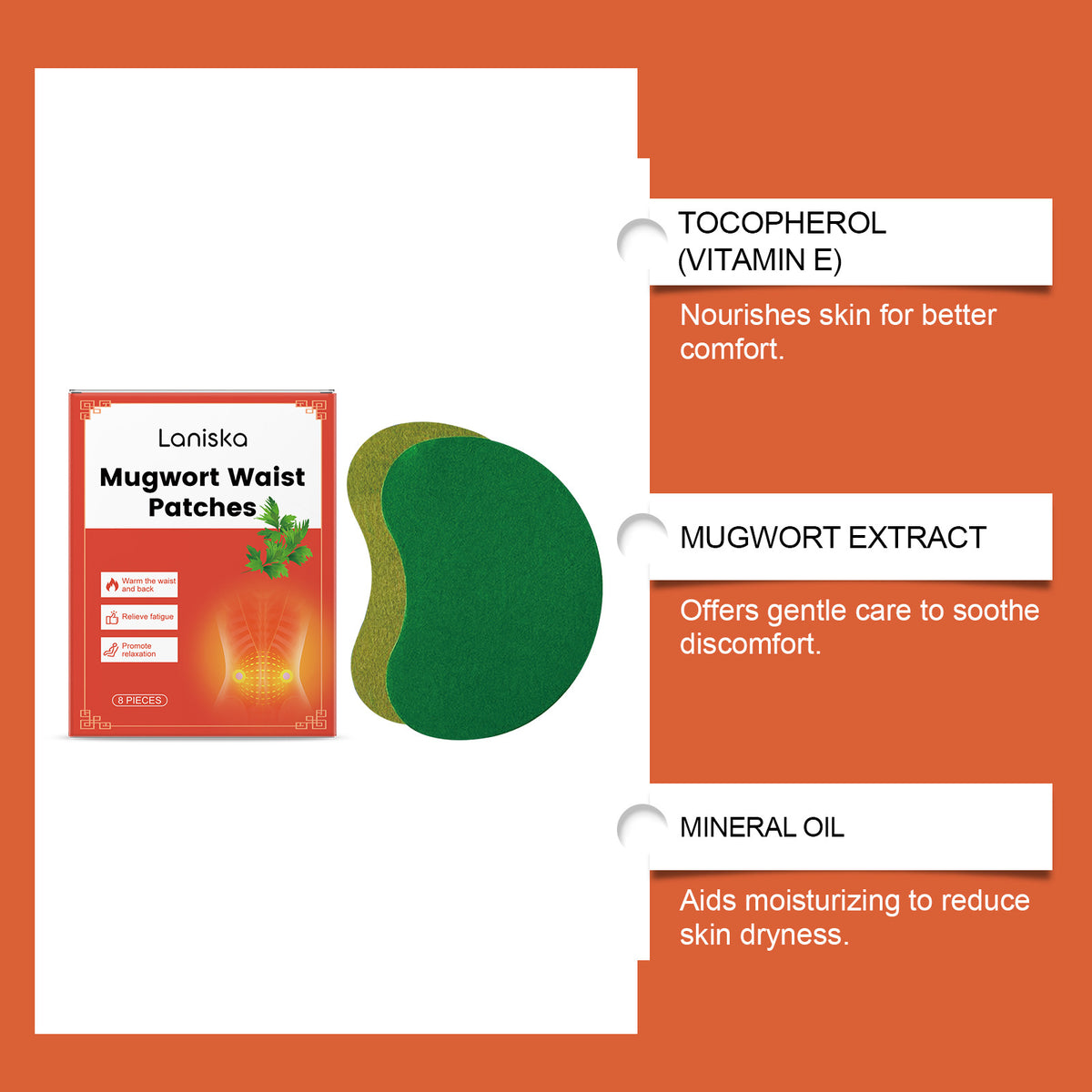Mugwort Waist Patches 8 Pieces for Skin Care & Detox
