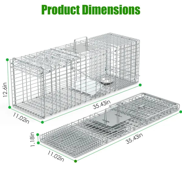 Humane Live Animal Trap Cage for Raccoons, Groundhogs & Cats - Collapsible Wire