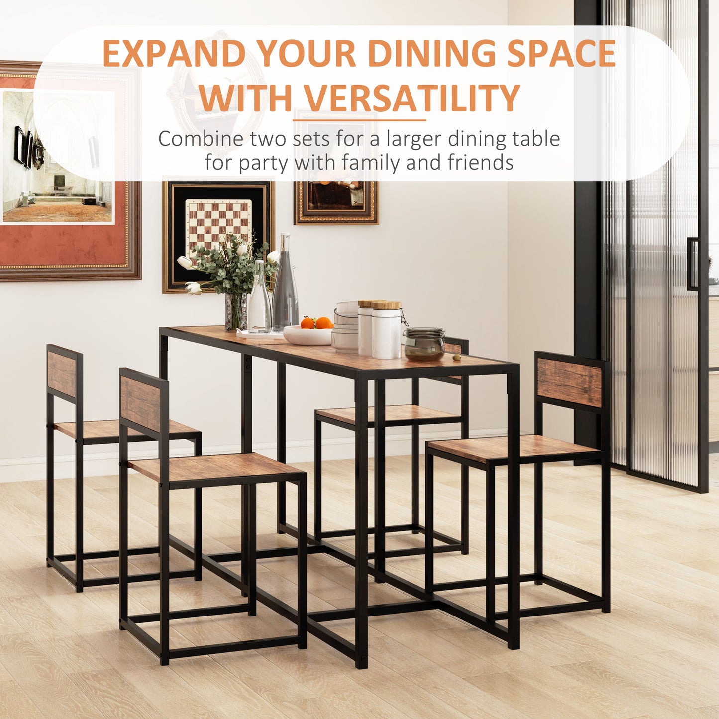 3-Piece Industrial Dining Set for 2 - Rustic Brown
